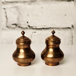 Vintage Solid Brass Salt & Pepper Shakers Classic Mid Century Tableware